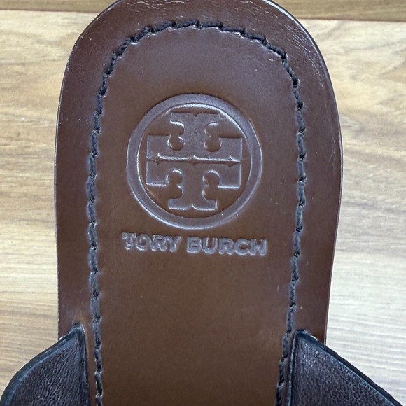 Tory Burch Louisa Womens 7 M Snake Embossed Brown Leather Wedge Sandals - Picture 10 of 11